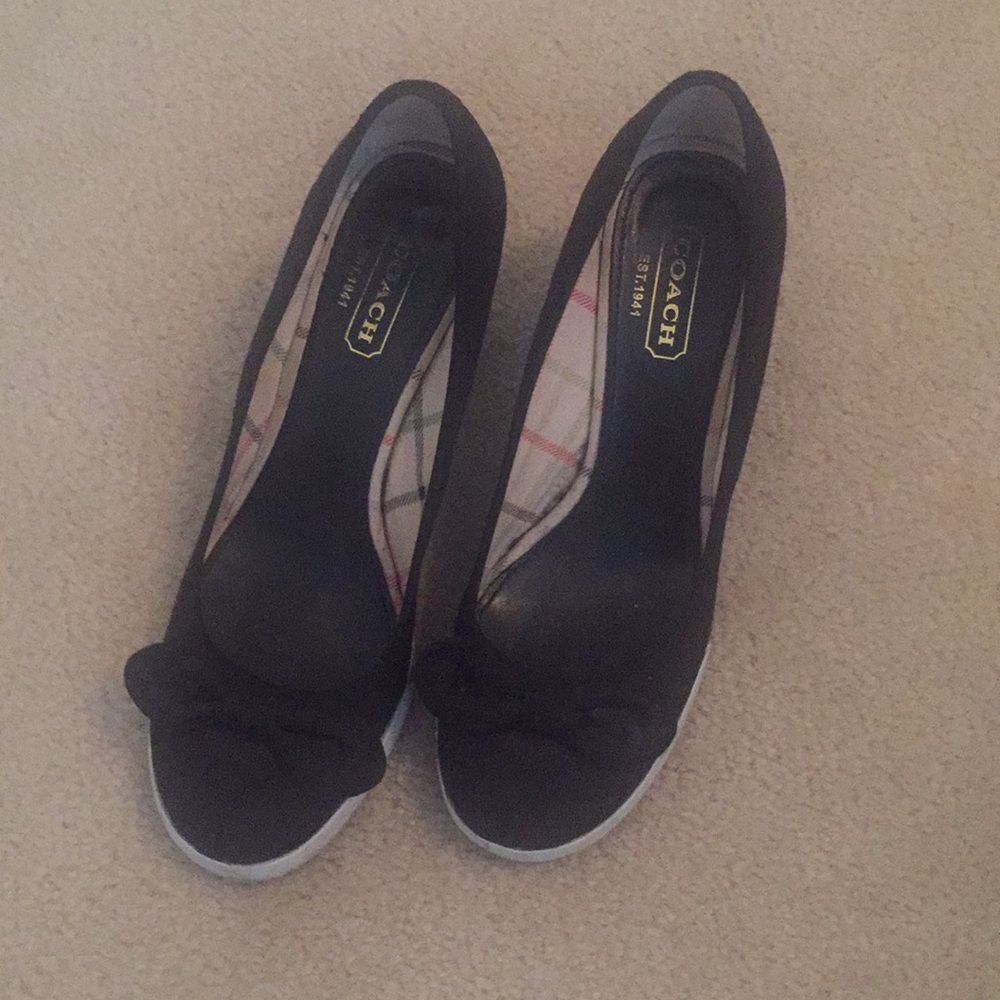 Coach Monogram Black Wedges